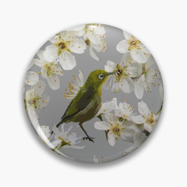 Artikelvorschau, Birds Blossoms on Grey Repeat 5748 entworfen und verkauft von Art in My Loft.