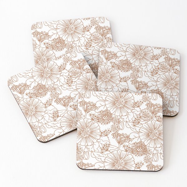 Item preview, Clay Brown and White Hand Drawn Floral Pattern Pairs Diamond Vogel 2022 Popular Colour Semolina 1011 designed and sold by ColorOfTheYears.