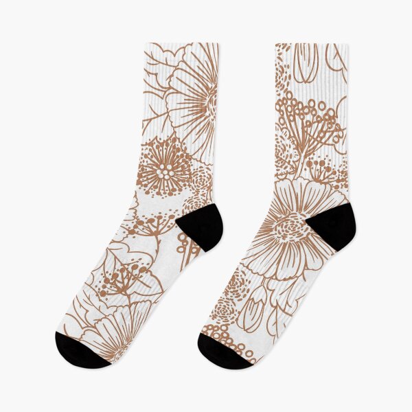 Item preview, Clay Brown and White Hand Drawn Floral Pattern Pairs Diamond Vogel 2022 Popular Colour Semolina 1011 designed and sold by ColorOfTheYears.