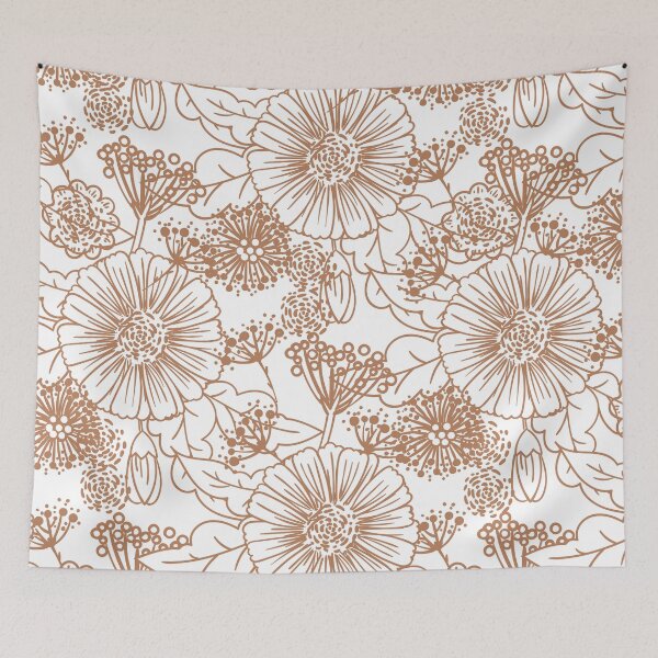 Item preview, Clay Brown and White Hand Drawn Floral Pattern Pairs Diamond Vogel 2022 Popular Colour Semolina 1011 designed and sold by ColorOfTheYears.