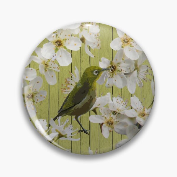 Artikelvorschau, Birds Blossoms on Green Plank Repeat 5748 entworfen und verkauft von Art in My Loft.
