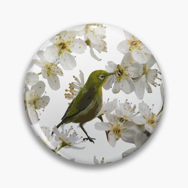 Artikelvorschau, Birds Blossoms on White Repeat 5748 entworfen und verkauft von Art in My Loft.