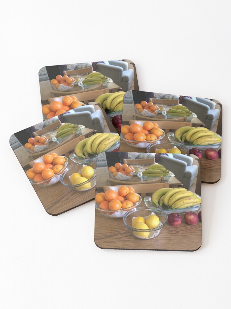 Thumbnail 1 of 5, Coasters (Set of 4), “Eat Your Fruit” designed and sold by CarmelArtist.