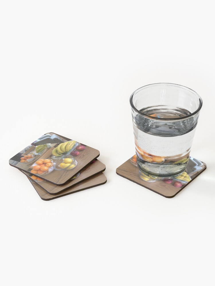 Thumbnail 2 of 5, Coasters (Set of 4), “Eat Your Fruit” designed and sold by CarmelArtist.