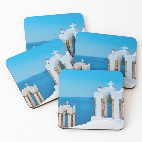 Item preview, Bell towers of greek church above the sea in Santorini designed and sold by vuelo.