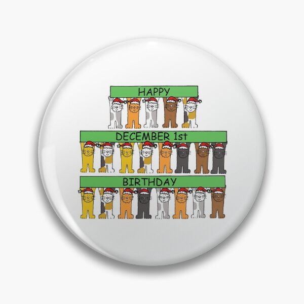 Item preview, December 1st Birthday Cartoon Cats Holding Up Banners designed and sold by KateTaylor.