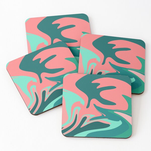 Item preview, Liquid Swirl Contemporary Abstract in Teal Bluestone Salmon Pink designed and sold by Studio  Six.