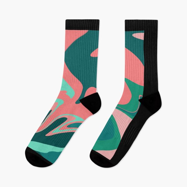 Item preview, Liquid Swirl Contemporary Abstract in Teal Bluestone Salmon Pink designed and sold by Studio  Six.