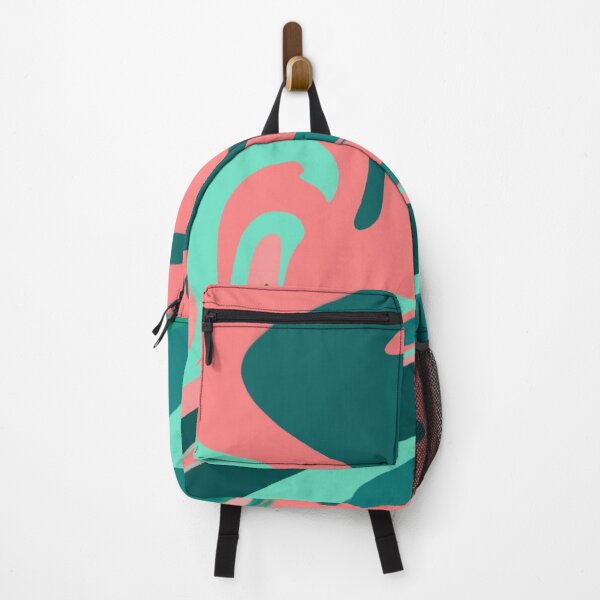 Item preview, Liquid Swirl Contemporary Abstract in Teal Bluestone Salmon Pink designed and sold by Studio Six.