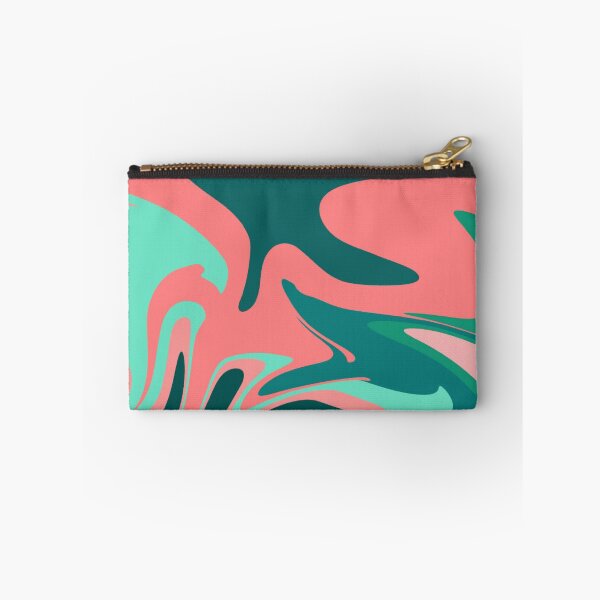 Item preview, Liquid Swirl Contemporary Abstract in Teal Bluestone Salmon Pink designed and sold by Studio  Six.