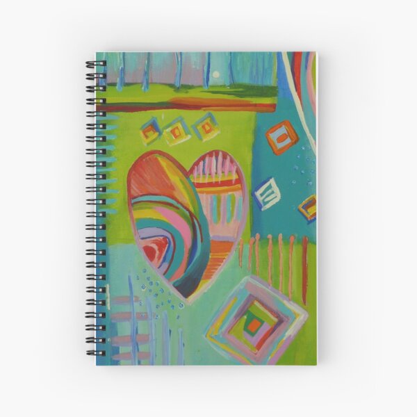 Playful Abstract Rainbow Hearts Spiral Notebook