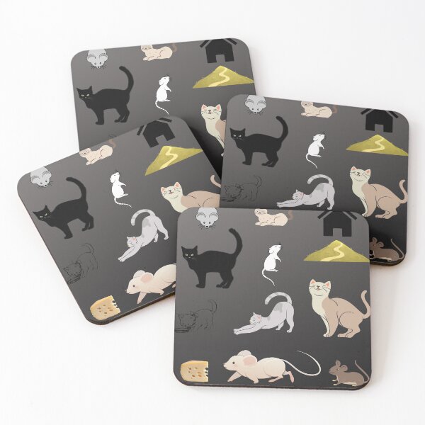 Item preview, Nice cats and mice collection Grey background designed and sold by Anahit Petrosyan Art Studio & Unique Print Designs for a Gift.