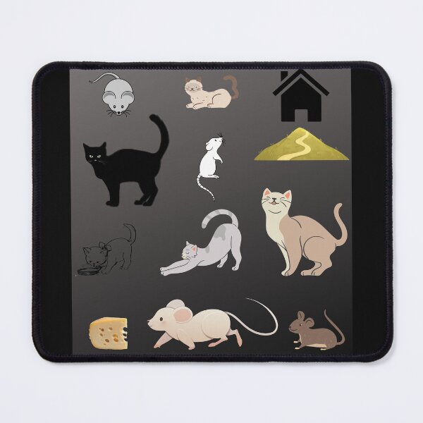 Item preview, Nice cats and mice collection Grey background designed and sold by Anahit Petrosyan Art Studio & Unique Print Designs for a Gift.