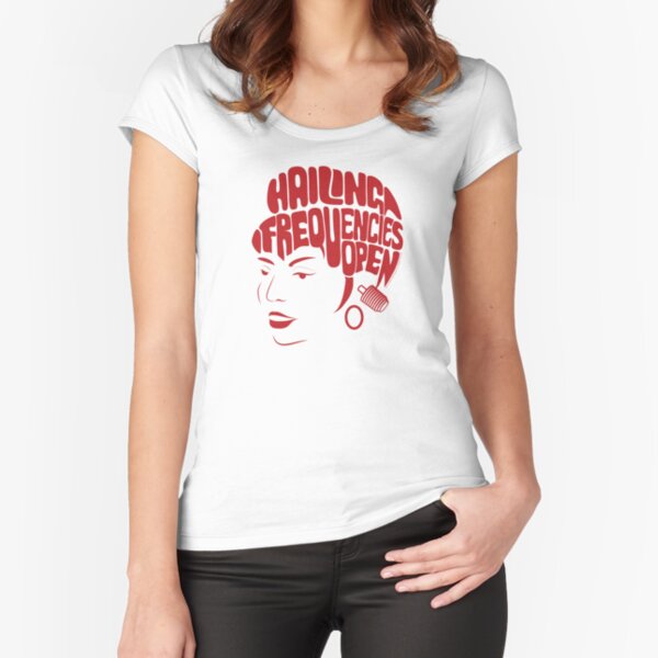 Uhura, Hailing Frequencies Open, Star Trek Original Series, Red Fitted Scoop T-Shirt
