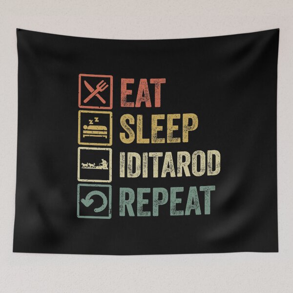 Item preview, Funny eat sleep iditarod repeat retro vintage gift designed and sold by HN-ART.