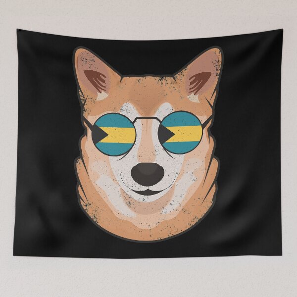 Item preview, Vintage Patriotic Shiba Inu Bahamian Flag designed and sold by feether-store.