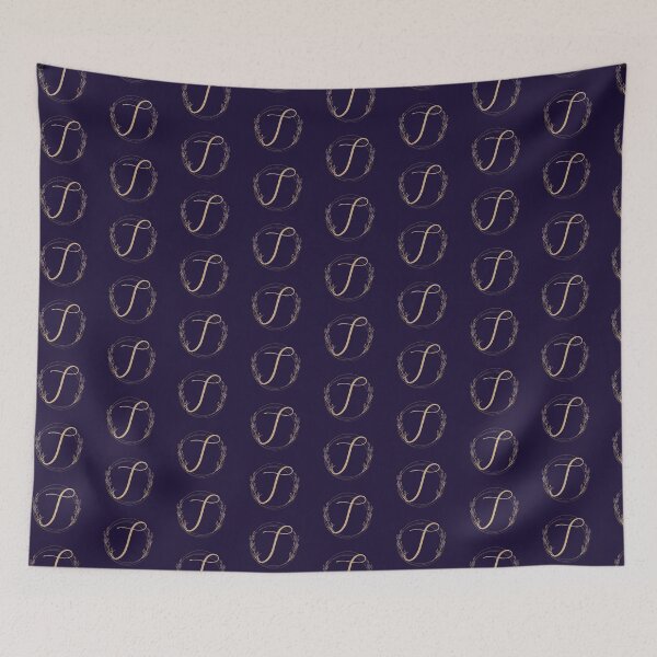 Aperçu de l'œuvre Lettre T - Feuilles d'or bleu - motif créée et vendue par Rionda.