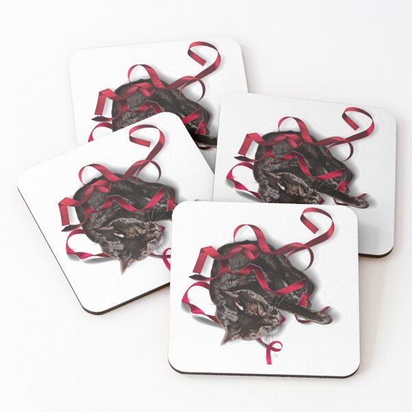 Item preview, Black Cat in Red Ribbon designed and sold by ProtanDesign.