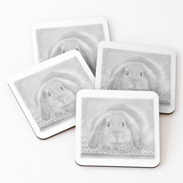 Item preview, Hand drawn pencil illustration of a fluffy little rabbit or bunny designed and sold by Familyshmot.