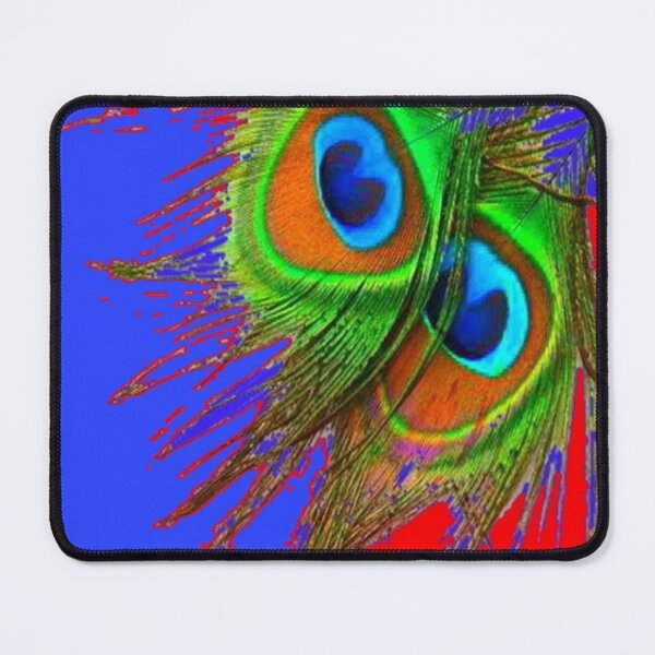 Item preview, ABSTRACTED PEACOCK FEATHERS RED-BLUE ART designed and sold by sharlesart.