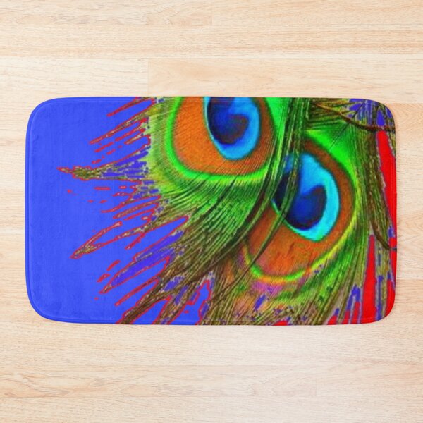 Item preview, ABSTRACTED PEACOCK FEATHERS RED-BLUE ART designed and sold by sharlesart.
