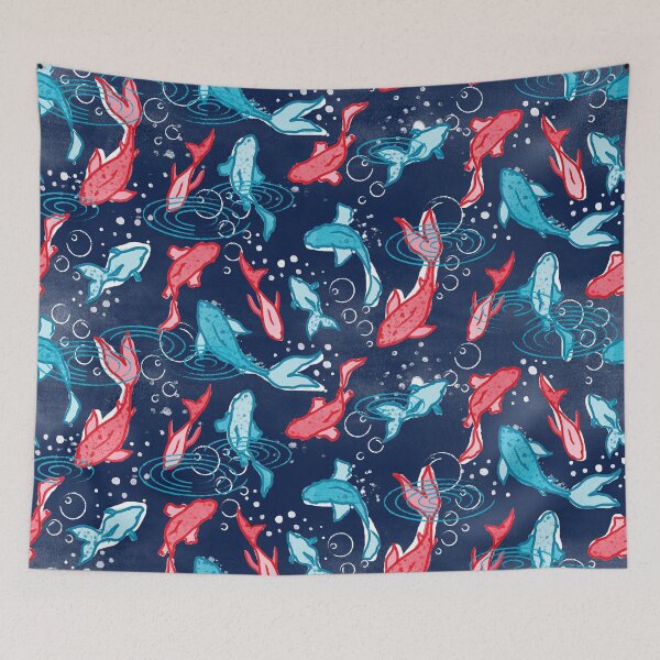 Item preview, Navy Oriental Fishes designed and sold by Carolina Diaz.