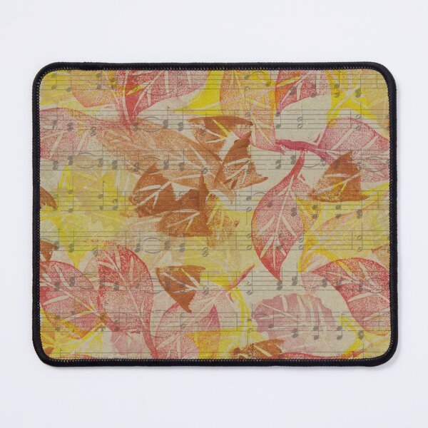 Item preview, Hand Cut Block Print Autumn Leaves on Music designed and sold by LymphomaLass.