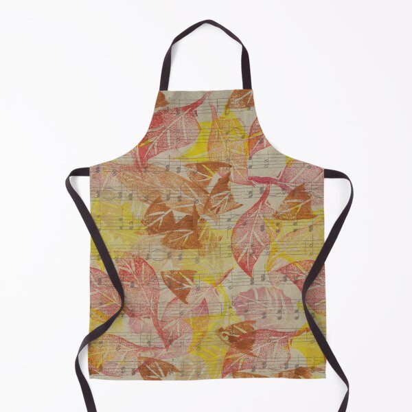 Item preview, Hand Cut Block Print Autumn Leaves on Music designed and sold by LymphomaLass.