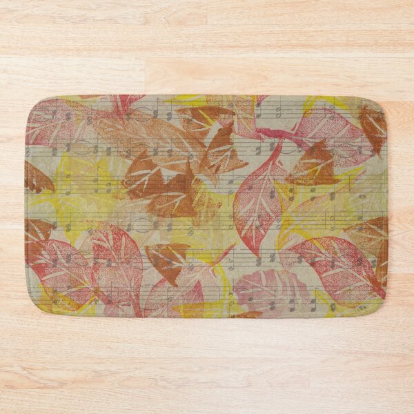 Item preview, Hand Cut Block Print Autumn Leaves on Music designed and sold by LymphomaLass.
