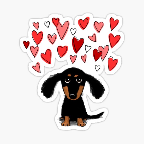 Item preview, Cute Dachshund Puppy Dog with Valentine Hearts designed and sold by Jenn Inashvili.