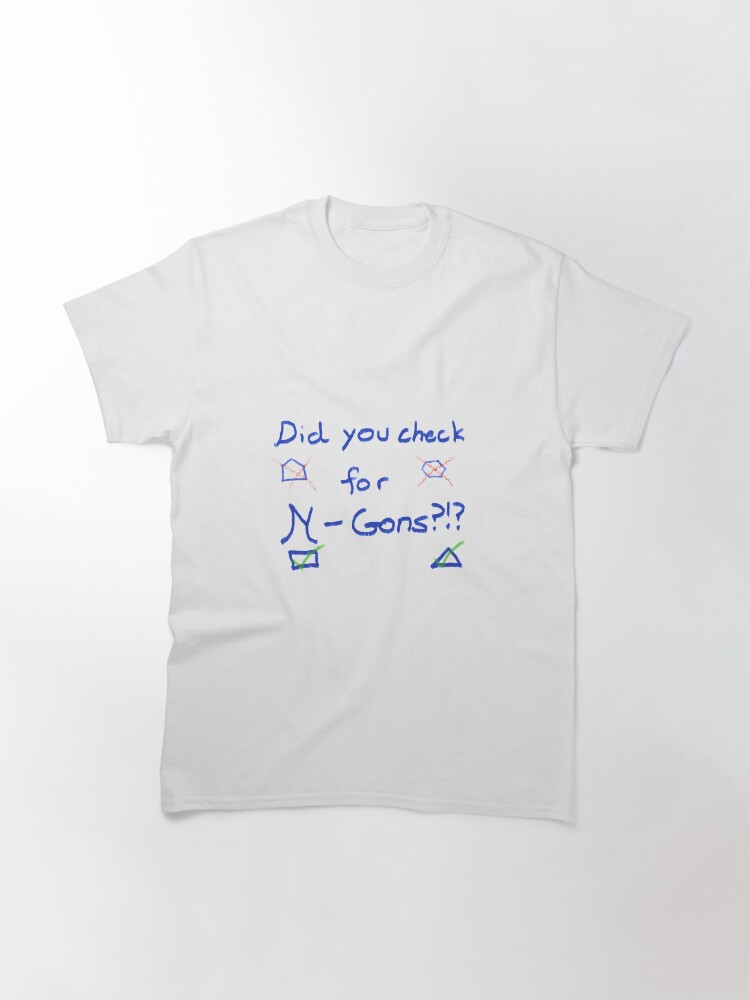 Thumbnail 3 of 7, Classic T-Shirt, Did You Check For N-Gons?!? designed and sold by KingdomFantasy.