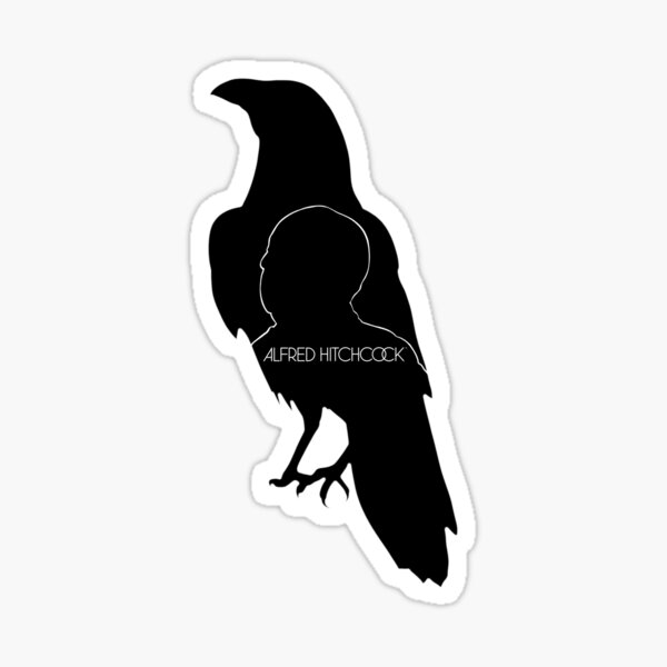 Alfred Hitchcock on Crow, with logo Sticker