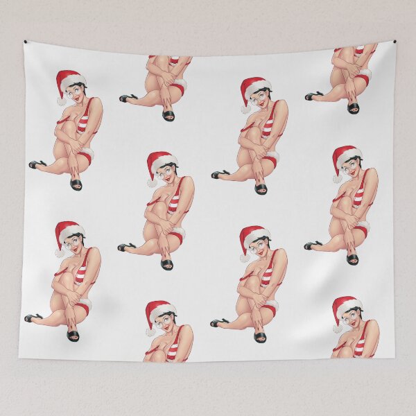 Item preview, Merry Christmas pinup girl drawing designed and sold by AnnaRuz.