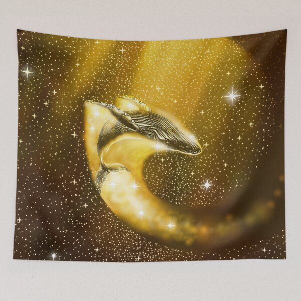 Item preview, starry whale in golden space designed and sold by AlirizaCAKIR.