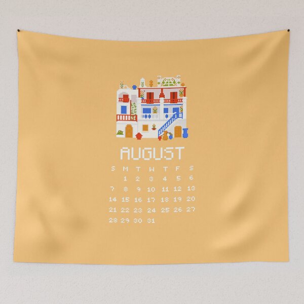 Item preview, August 2022 Mykonos Greece Calendar Pixel Art  designed and sold by tifft.
