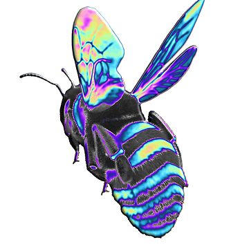 Artwork thumbnail, Holographic Blue Bee by dinaaaaaah