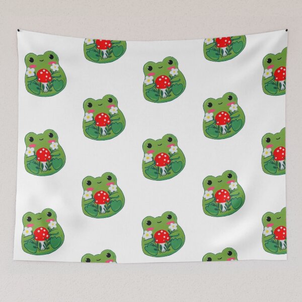 Item preview, Cute Frog with mushroom in hand, Cute garden Frog, Cute Frog with Fowers and Mushrooms designed and sold by Duundeed.