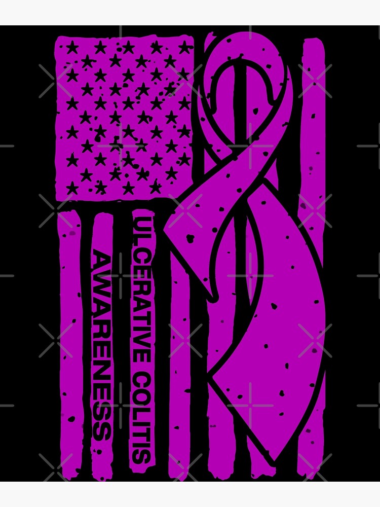 "Ulcerative Colitis Awareness Ribbon American Flag" Poster for Sale by