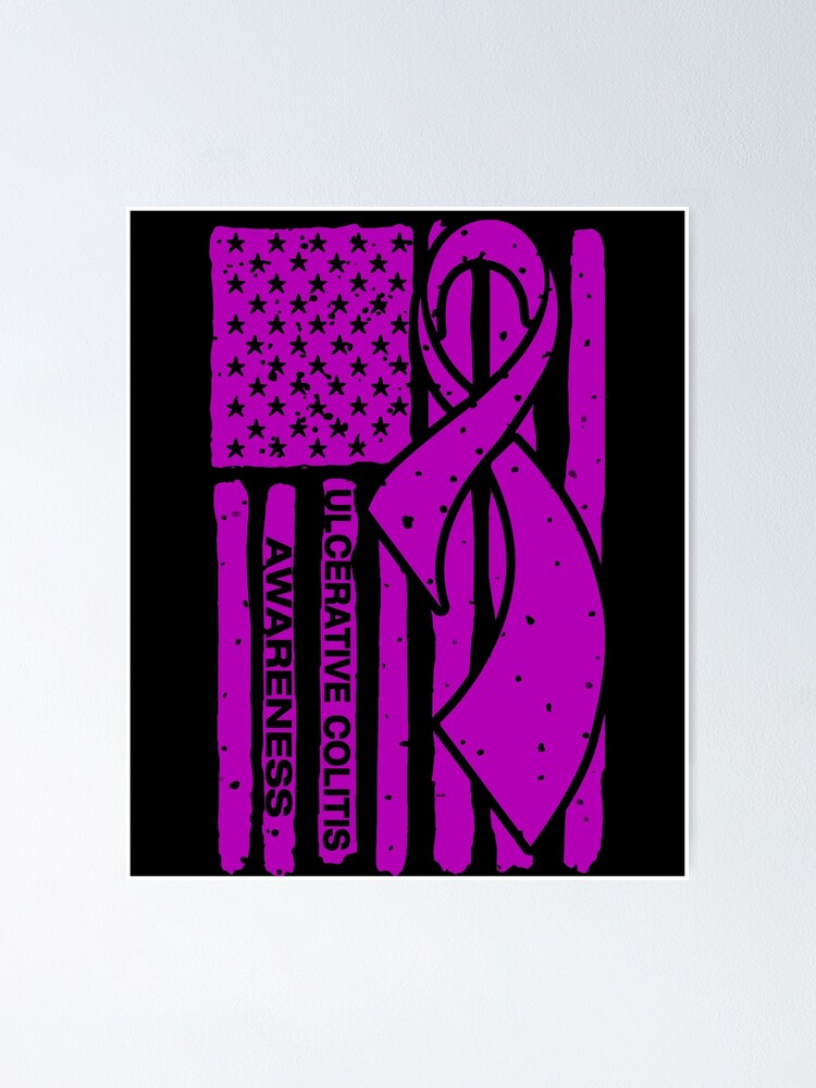 "Ulcerative Colitis Awareness Ribbon American Flag" Poster for Sale by