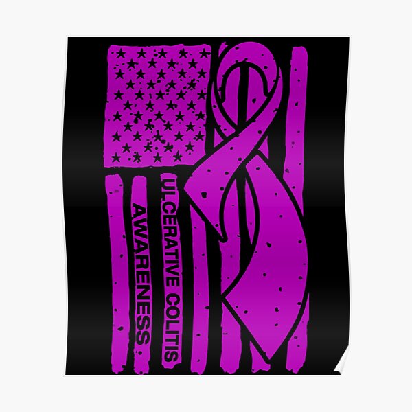 "Ulcerative Colitis Awareness Ribbon American Flag" Poster for Sale by