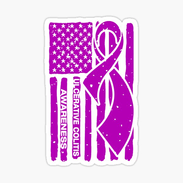 "Ulcerative Colitis Awareness Ribbon American Flag" Sticker for Sale by