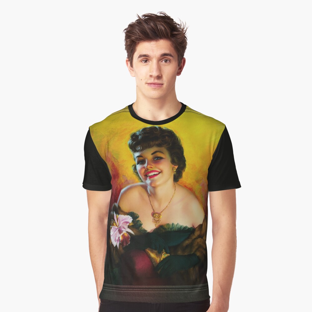 Purple Orchid by Zoe Mozert Glamour Girl Vintage Art Pinup Xzendor7 Illustration Reproductions Graphic T-Shirt