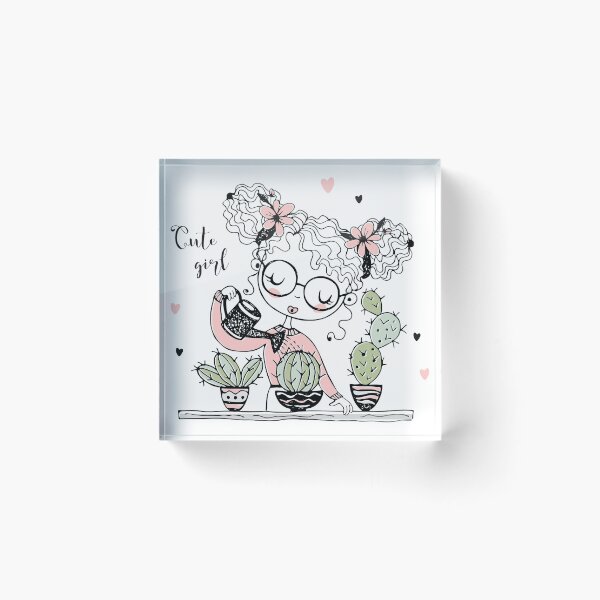 Item preview, girl planting cactus  designed and sold by naturehikers.