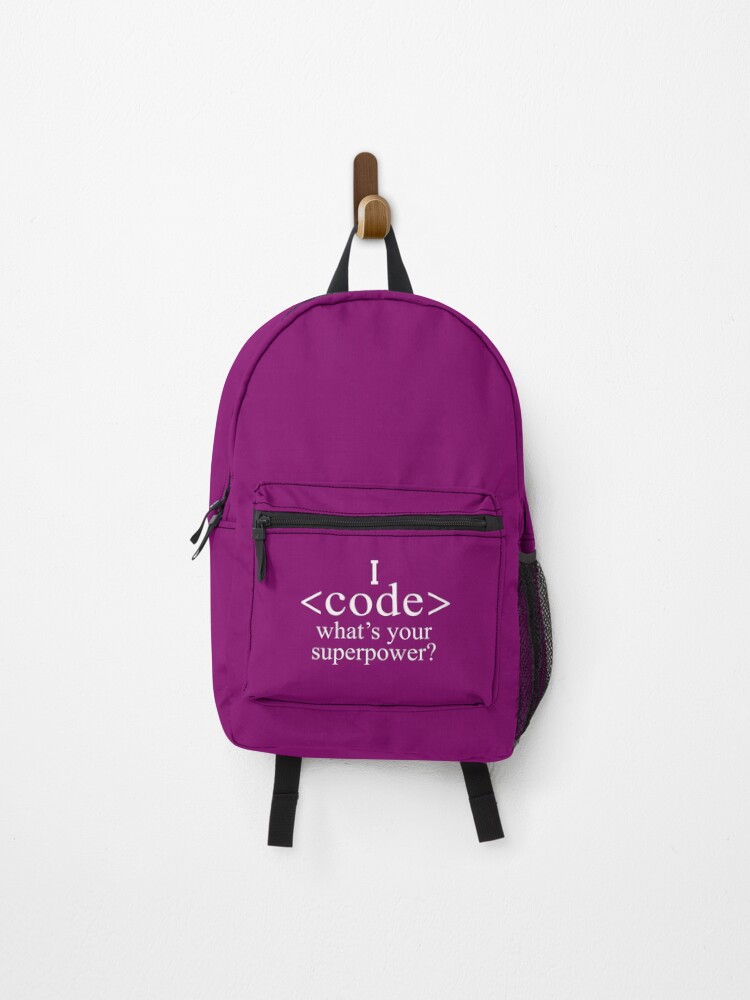 Thumbnail 1 of 3, Backpack, I Code what's your Superpower? Coder Programmer Coding Humor designed and sold by Dream-bubble.