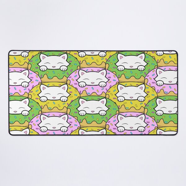 Item preview, Cute happy white cats eating yummy looking donuts designed and sold by Purr95.