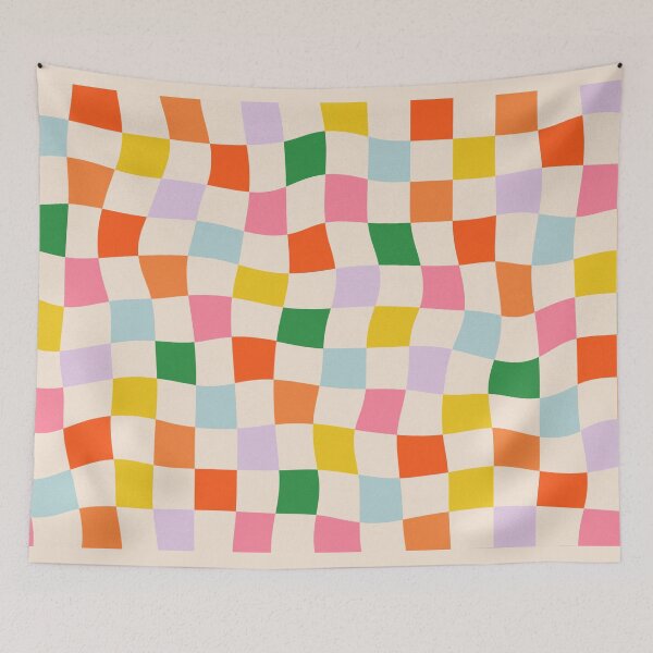 Item preview, Wavy Colorful Checkerboard Pattern designed and sold by Paola Locks.