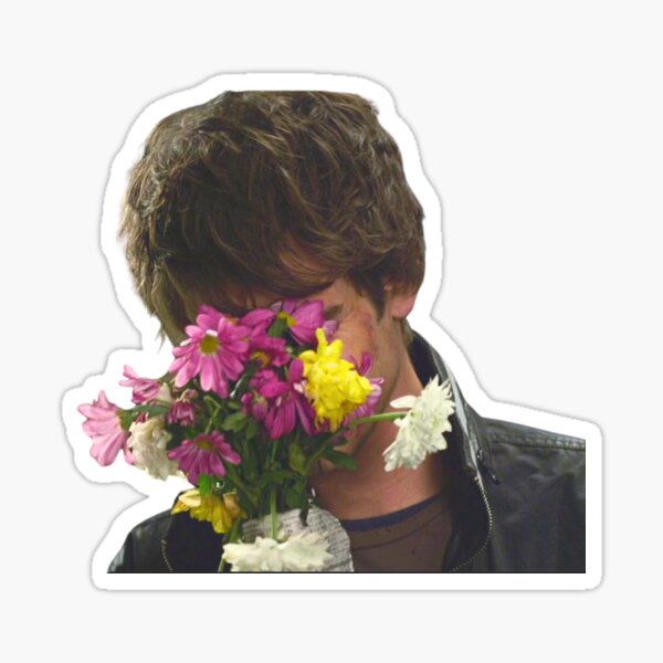 Peter Parker Hiding Behind Flowers Sticker