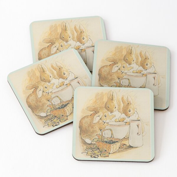 Aperçu de l'œuvre Illustration de Flopsy Mopsy et Cotton Tail de Beatrix Potter créée et vendue par Pinkmagenta.