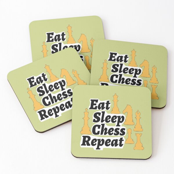 Item preview, Eat Sleep Chess Repeat gold chess pieces on black designed and sold by glowvim.