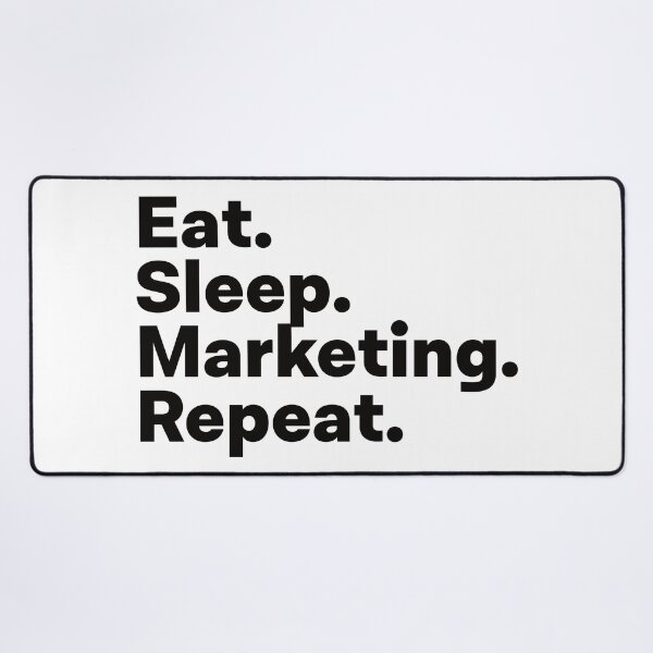 Vista previa del artículo con la obra «Eat Sleep Marketing Repeat», diseñado y vendido por teesaurus.